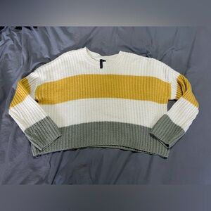 moon & madison Yellow, White, and Gray Striped Sweater